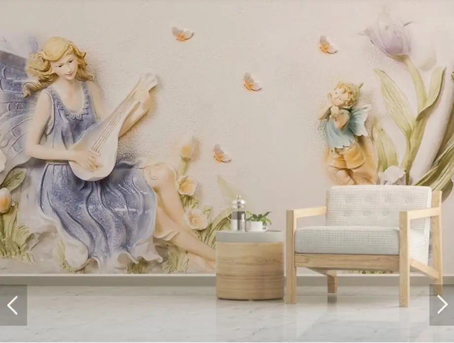 Тисненый тюльпан девушка Настенная роспись Большая фотография настенная бумага