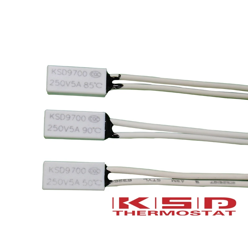 100PCS KSD9700 250V 5A 40-150 Celsius 15*7*3.5mm Bimetal Disc Temperature Switch Thermostat Thermal Protector degree