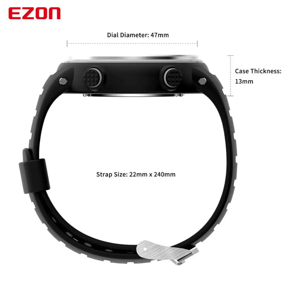 Мужские спортивные цифровые часы EZON, женские часы с монитором сердечного ритма для бега, плавания, будильника, секундомер, спортивные наручные часы T007