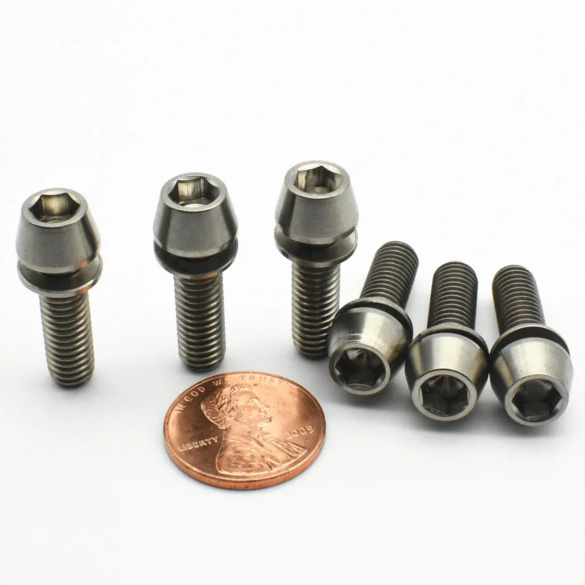 M6 x16/18/20mm Titanium bolts 4 Stem Handle Bar Gold color Cone w/ washe Headed Hexagon Socket Ti screws 4pcs | Обустройство дома