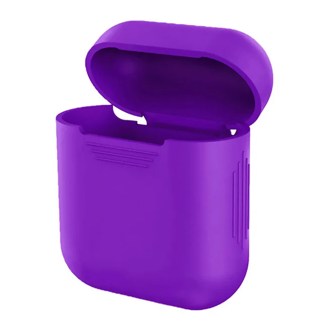 Purple 7 цветов силиконовый защитный чехол для Airpods 2 рукав противоударный чехол для беспроводной Bluetooth наушники Air Pods защитный чехол - Цвет: Purple