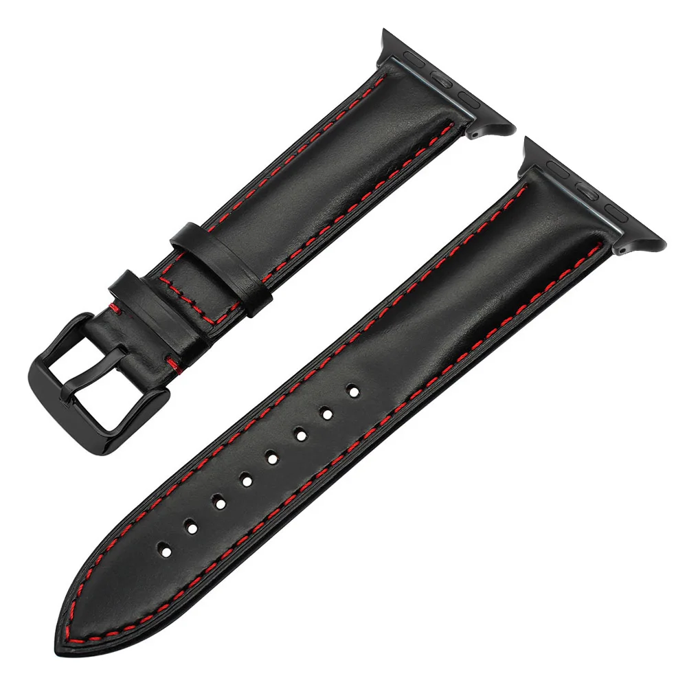 Итальянский винтажный кожаный ремешок для часов iWatch Apple Watch 38 мм 40 мм 42 мм 44 мм серия 5 4 3 2 1 ремешок Ремешок коричневый черный