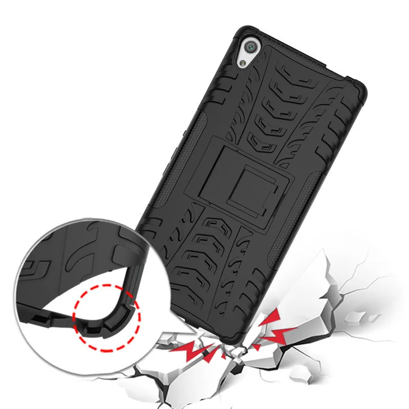Чехол для Sony Xperia C6 XA Ultra phone Case 2в1 двухслойная подножка повышенной прочности противоударный Гибридный Силиконовый чехол