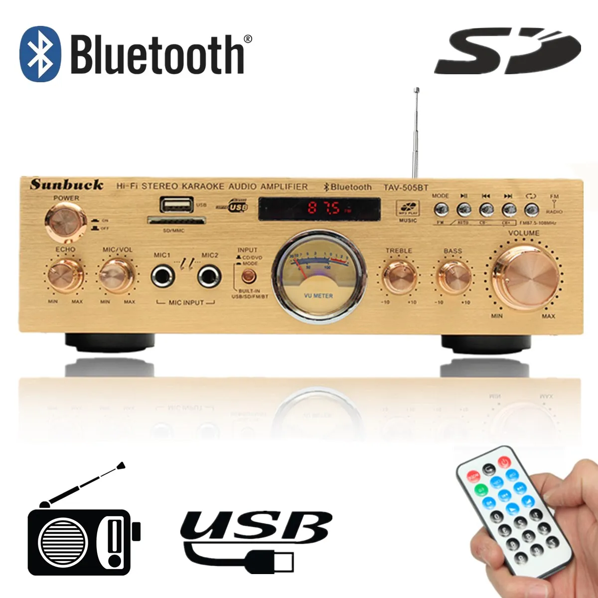 Bluetooths аудио Мощность усилитель 3800W 220V 5 канал Динамик с пультом дистанционного управления Управление Поддержка USB/SD карты