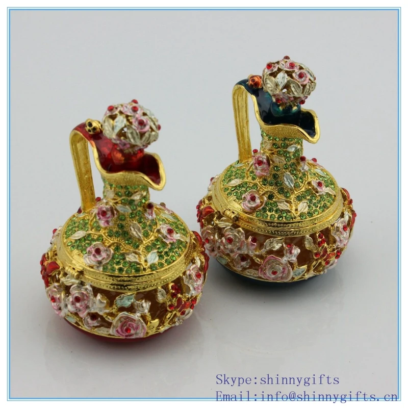 Металлическая шкатулка для ювелирных изделий в форме чайника со стразами | Дом и