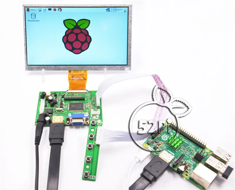 7 дюймовый 800*480 TFT ЖК дисплей 52Pi с платой драйвера HDMI VGA 2AV для Raspberry Pi 3 / 2 Модель B/ПК