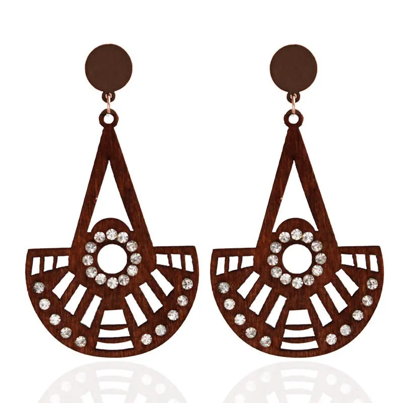 LZHLQ геометрические полые Висячие Модные женские серьги деревянные Макси со
