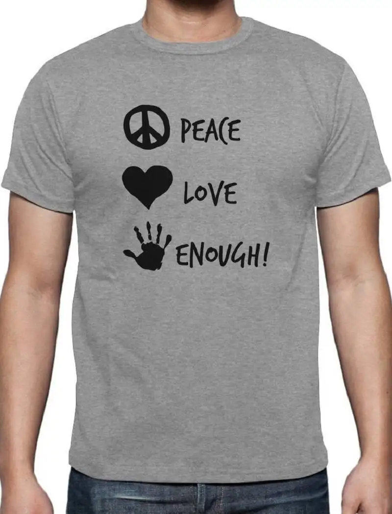 Male Pre-Cotton Clothing 100% Cotton Short Peace Love Enough! Men Printed O-Neck Tee | Мужская одежда