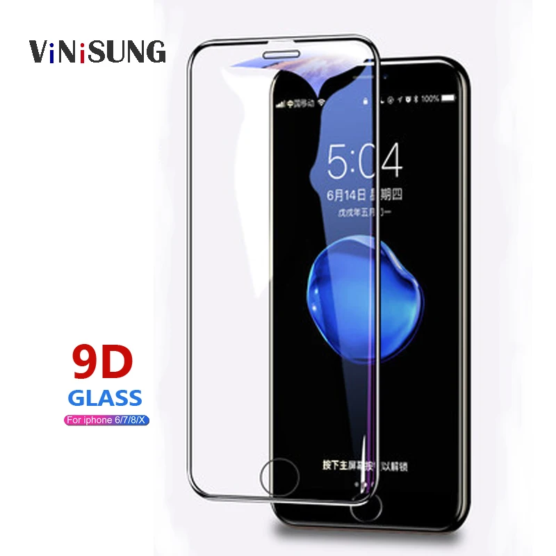 9D Защитное стекло для экрана iPhone 6 6s 7 8 Plus закаленное X 10 5 5S SE покрытие стеклянная