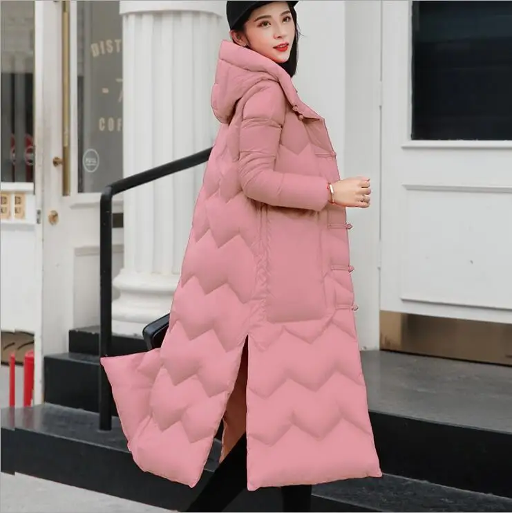 Winter women white duck down long jacket with pockets warm coats hooded female overcoat slim jackets coat outwear parkas | Женская