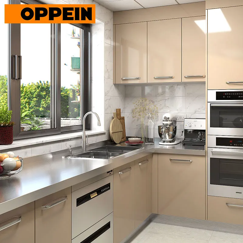 OPPEIN нержавеющая сталь современные кухонные шкафы для продажи (OP17 ST02)|Кухонные