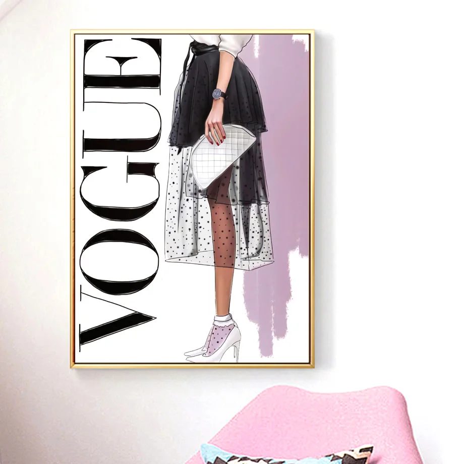 Модная супер модель Vogue сумка для девочек настенная живопись холст скандинавские