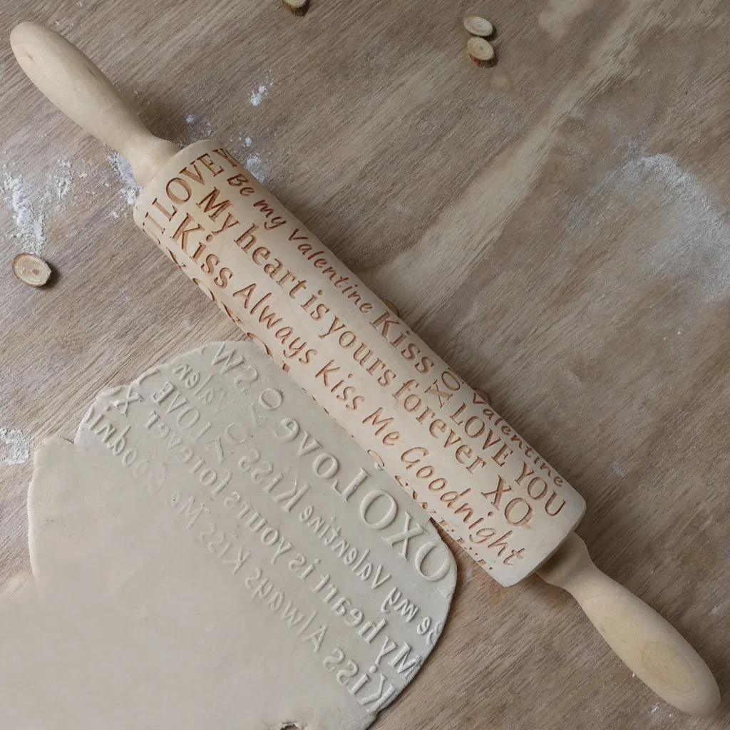 Valentine Letter Embossing Rolling Pin Baking Cookies Biscuit Fondant Cake Dough Engraved Roller | Дом и сад