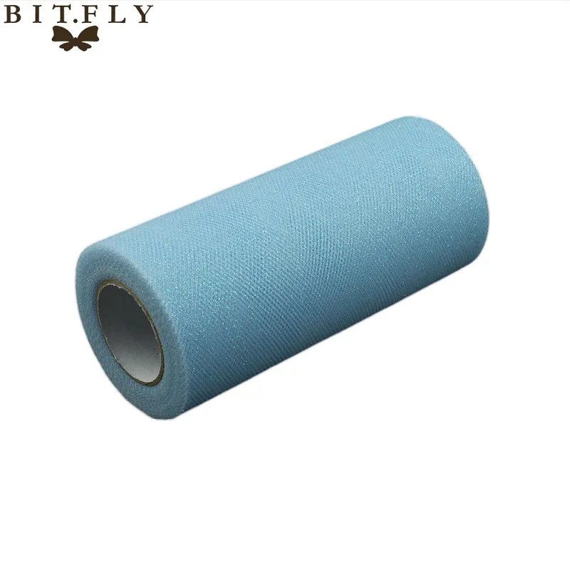 Light Blue Блестящие тюлевые рулоны " x 25 ярдов, вечерние принадлежности с блестками, Свадебный декор,, 15 цветов, бренд BITFLY DIY Suppli - Цвет: Light Blue