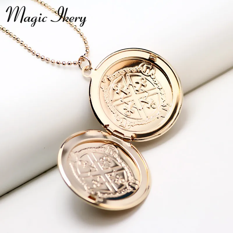 Волшебная Ikery круглая фотопамять плавающий медальон крест ожерелье аромат