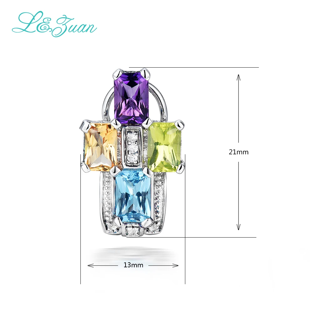 L &amp zuan серьги-гвоздики из натурального серебра 1 058ct аметист фиолетовый камень