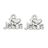 jakongo antique silver plated i love jesus charms pendants for jewelry findings accessories making bracelet diy 13x16mm