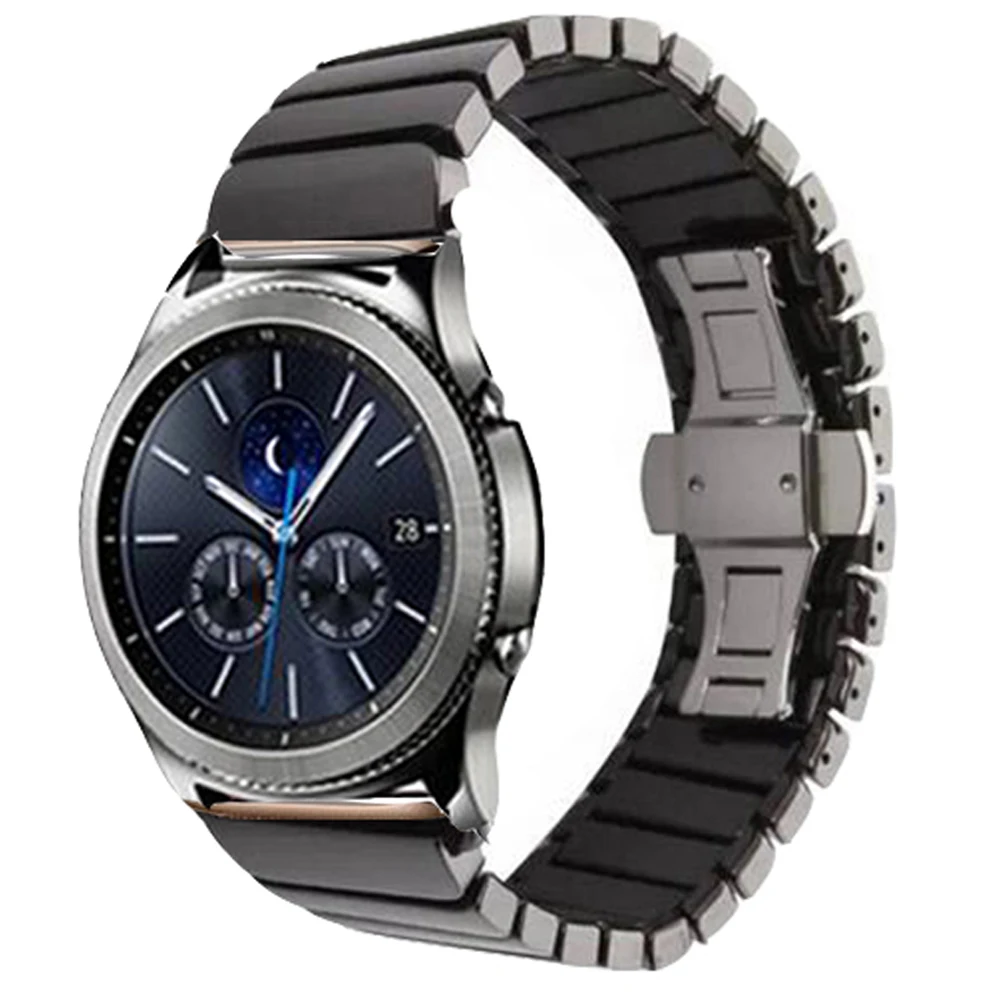 Черный 22 мм 20 мм керамический huawei gt 2 ремешок для samsung gear sport S2 Classic S3 Frontier huami amazfit bip galaxy watch 42 мм 46 мм ремешок - Цвет ремешка: Черный