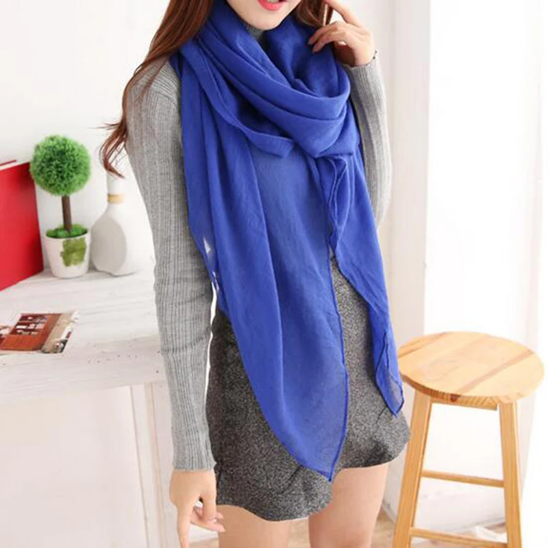 Лидер продаж однотонный длинный хлопковый Повседневный Шарф женские шарфы 180*80