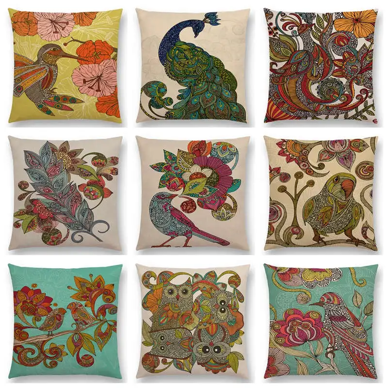 Индийский стиль Мандала Цветочный узор перо фризки птицы цветы Колибри Павлин