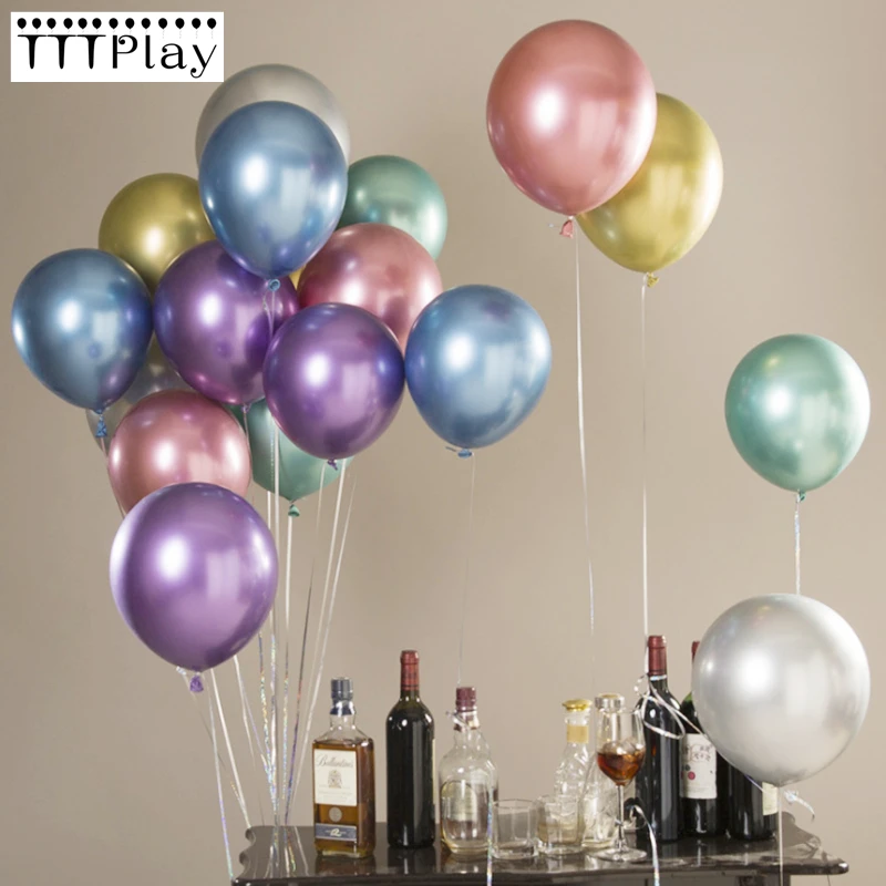 50pcs 12inch Latex Chrome Gold Silver Wedding Baby Shower Birthday Carnival Party Decor Metallic Balloons Supplies Helium Favors | Дом и сад