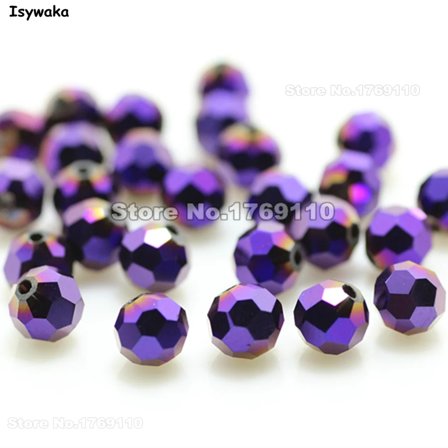 

Isywaka 100pcs Shining Purple Color Round 6mm Faceted Austria Crystal Beads Glass Beads Loose Spacer Bead for DIY Jewelry Making