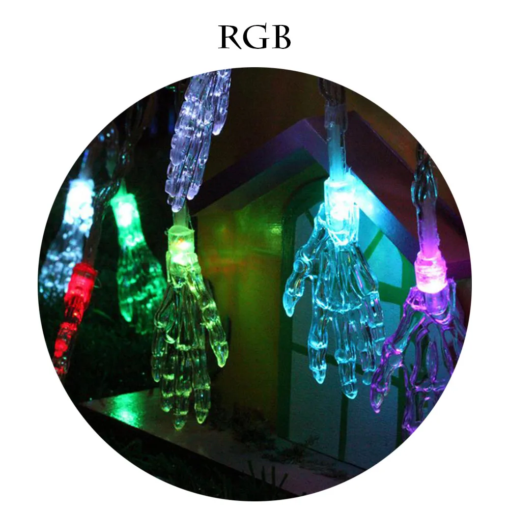 RGB 1 м гирлянда на Хэллоуин, светильник, скелет, ручной светодиодный, гирлянда, праздничное украшение, на батарейках, вечерние, рождественские, JQ - Испускаемый цвет: RGB