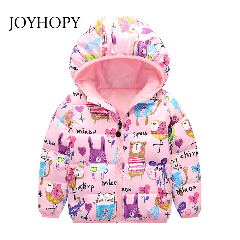 JOYHOPY куртки для маленьких девочек; осенне-зимние куртки для девочек; зимнее пальто с героями мультфильмов; детская одежда; детская теплая верхняя одежда; пальто