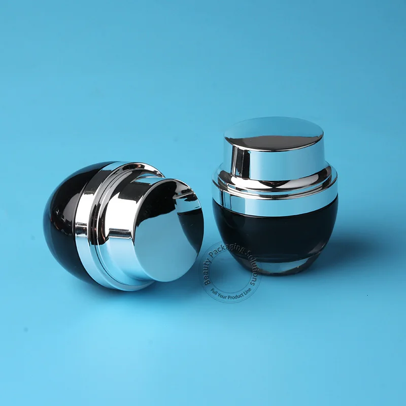 Пустая стеклянная банка для крема 30 г Черная Женская Косметическая флакон лица