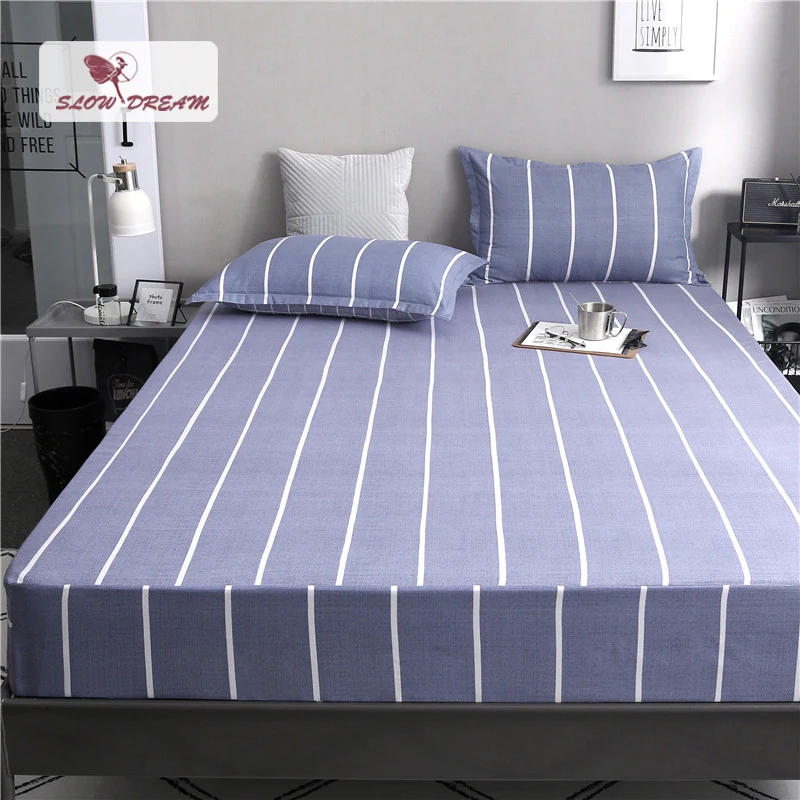 Полосатая простыня для кровати на резинке с резиновой простыней в простом стиле