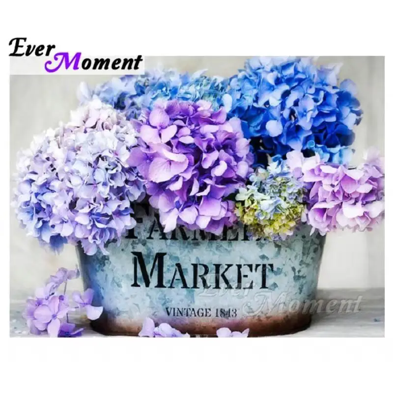 Ever Moment DIY Алмазная вышивка Гортензия Алмазная мозаика полностью квадратные сверла художественное оформление украшение дома алмазная живопись ASF1219