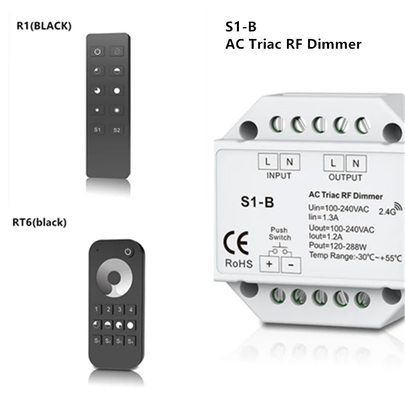 Новый ТРИАК с диммером переменного тока RF2.4G S1 B R1 RT6 светодиодный пульт