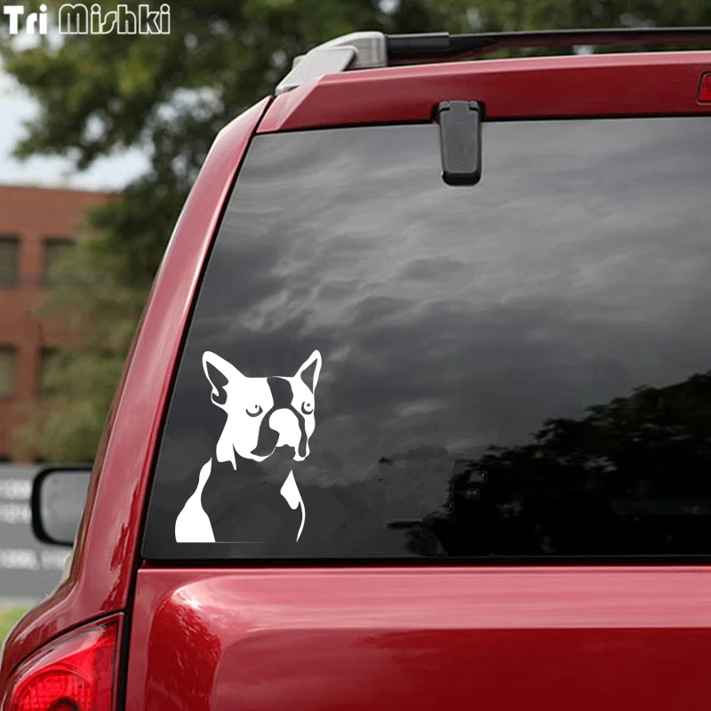 Три мишки HZX678 #15*20 см Love Boston Terrier dog Автомобильная наклейка на лобовое стекло