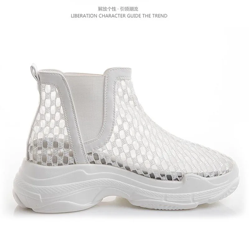 Женские летние сандалии-гладиаторы с круглым носком сетчатые туфли на массивном