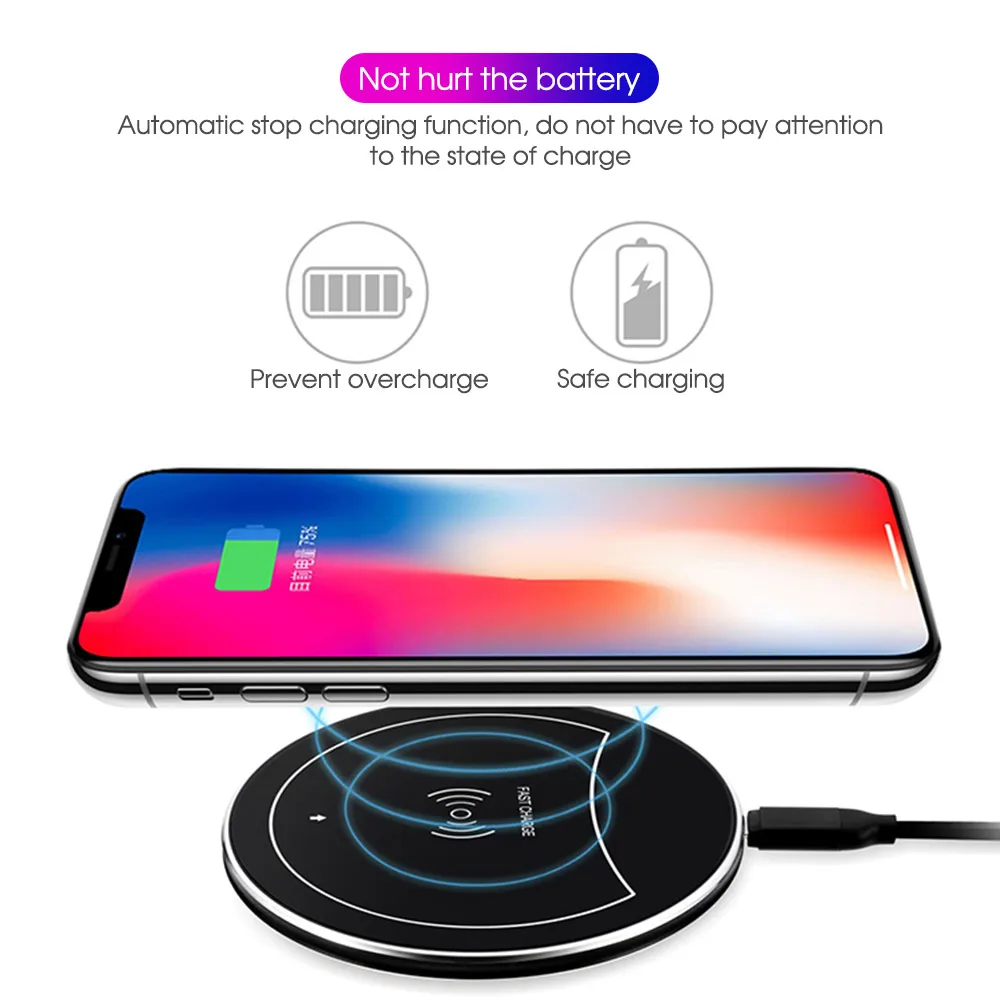 10 Вт Быстрое беспроводное зарядное устройство для samsung S9 S8 S10 Plus Note9 USB Qi зарядное устройство для iPhone XS Max XR X 8 Plus зарядное устройство для телефона