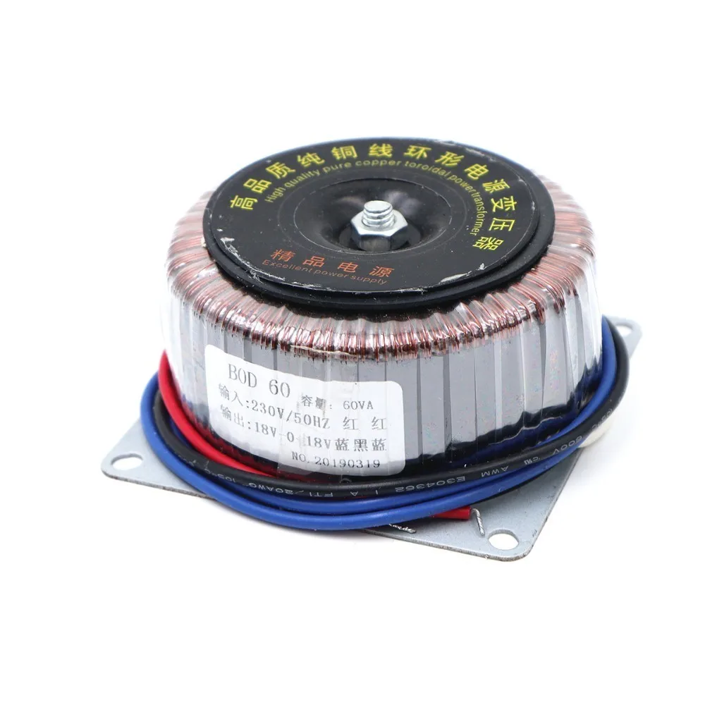 60AV 60 Вт вход 230 В к двойному AC18V 18v-0-18v медный тороидальный аудио трансформатор для 6J1 LM1875 2,0 2,1 стерео аудио усилитель