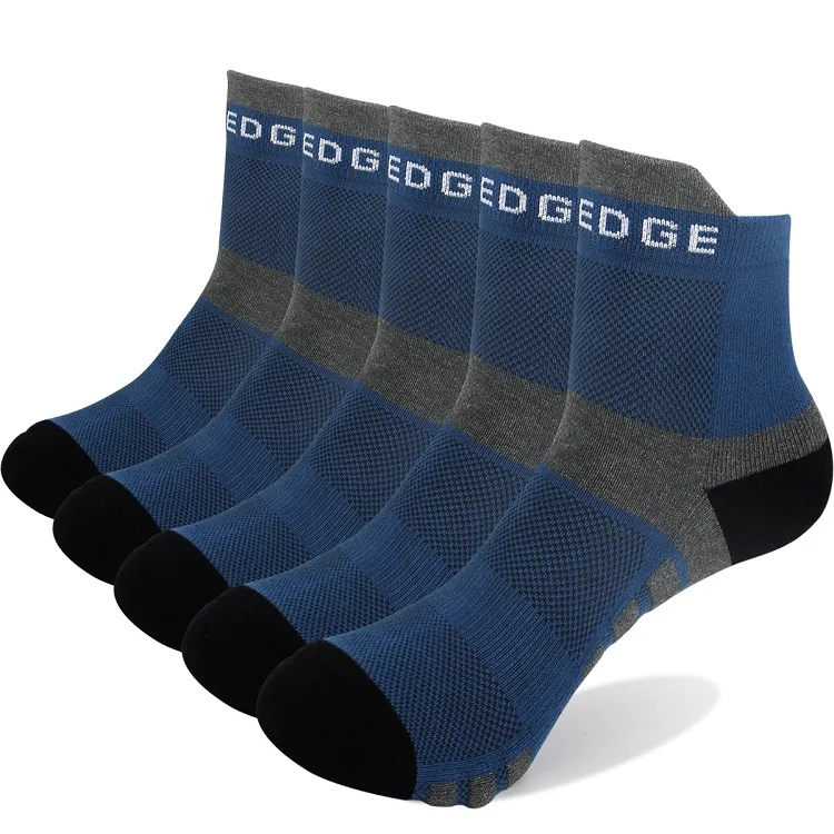 5P1807 YUEDGE мужские подушки дышащий хлопок лодыжки носки комфорт низкий вырез спортивные носки для бега и велоспорта(5 пар/упак - Цвет: 5P1807