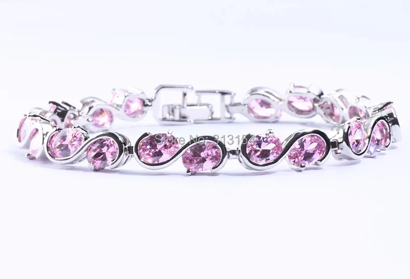 Для женщины ювелирные изделия сапфир и розовый топаз аметист серебро браслет 7 1/4