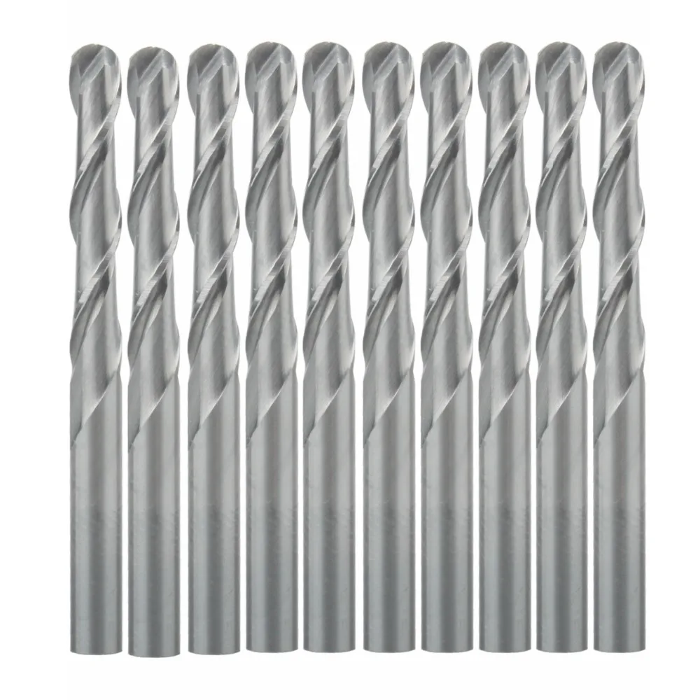 

10pcs 3.175mm 1/8" Shank 2 Flute Ball nose End Mill Cutter CNC Bit 3.175X15mm