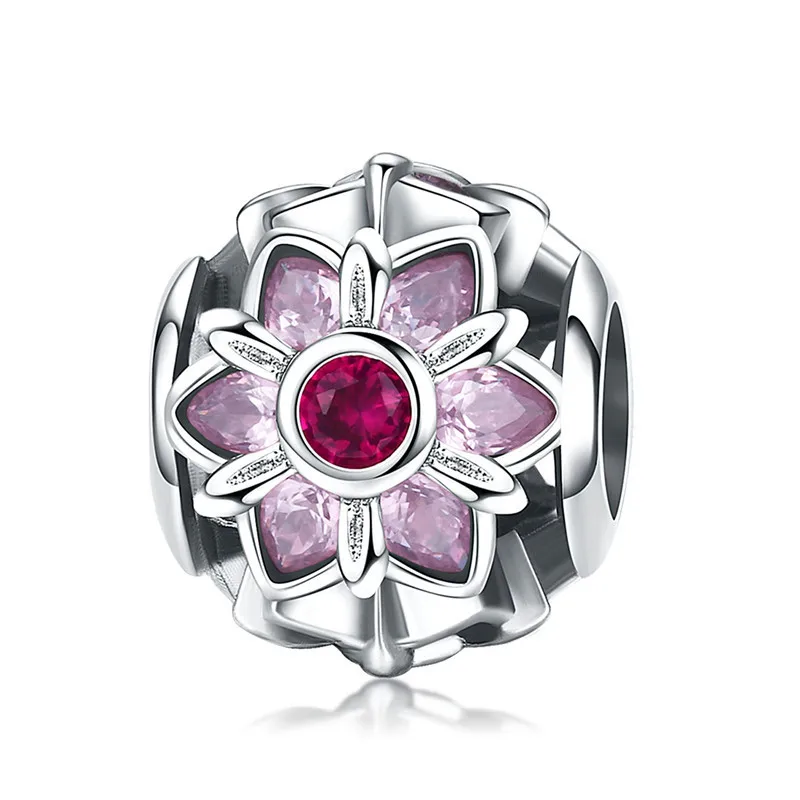 Fit Pandora браслет серебро 925 CZ розовый цветок клевера эльф бабочка Жук бусины S925 оранжевый дугообразные Подвески DIY ювелирные изделия