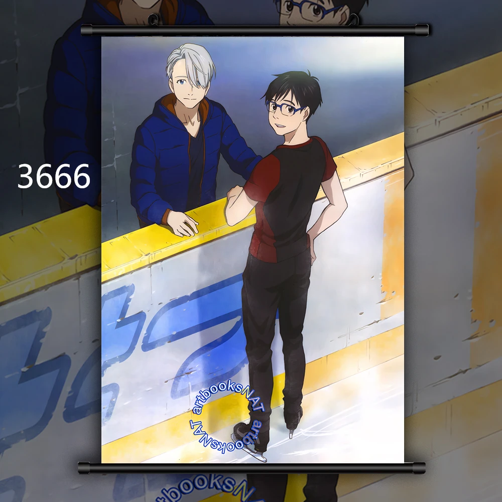 3666 Yuri On Ice Group Аниме Манга настенный плакат свиток D - Цвет: 3666