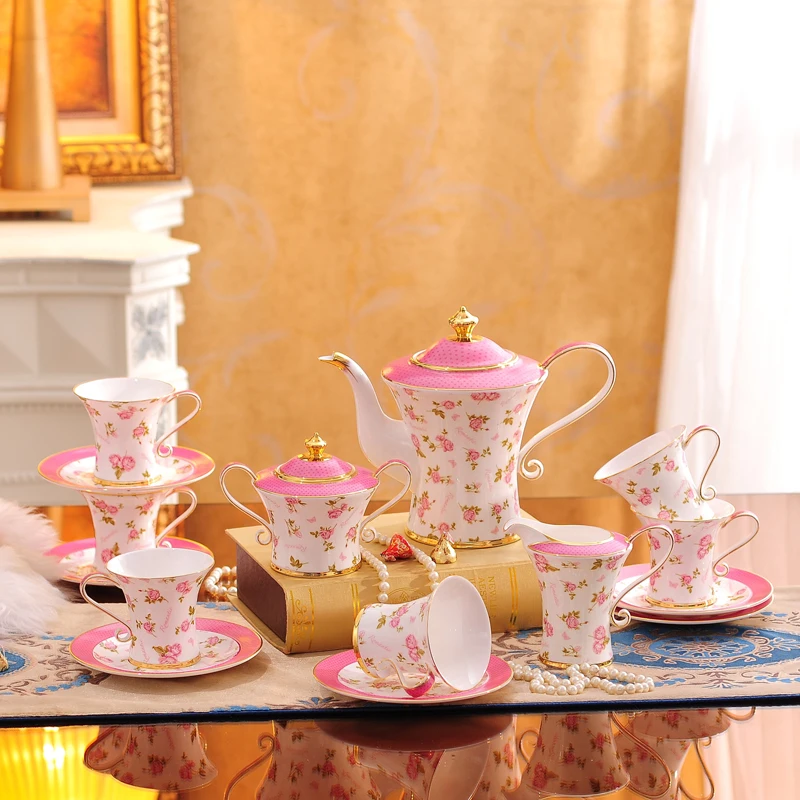 Посуда для напитков кофейник чайный набор костяные кружки Китай 15 шт. кофейный