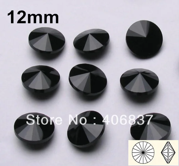 

200pcs/Lot, 12mm Black Crystal Rivoli Stones, Free Shipping! Chinese Top Quality Crystal Rivoli