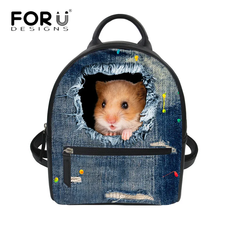 FORUDESIGNS/маленький женский рюкзак в ковбойском стиле, милый кот, собака, 3D принт, дорожный рюкзак, сумка для дам, девочек, из искусственной кожи, мини рюкзак Bolsa