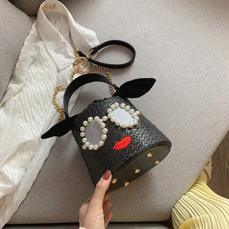 fashion simple bucket bag women's designer handbag high quality linen high quality single shoulder slant straddle bag qq444