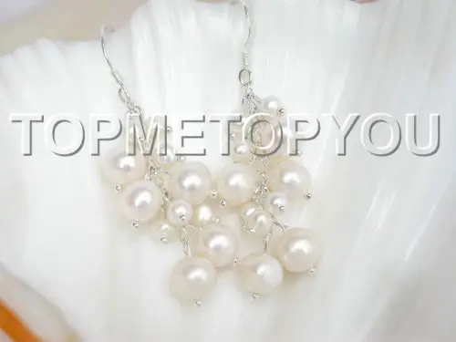 Горячая продажа&gt оптовая продажа натуральный белый FW жемчуг серьги