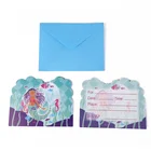 Пригласительные открытки на день рождения с изображением маленькой Русалочки из мультфильма, 6 шт.лот, голубые под морем тематические приглашения, товары для вечерние Ринок