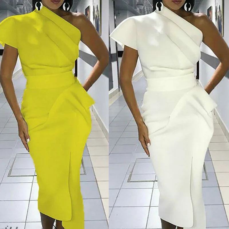 Женское облегающее платье на одно плечо вечерние платья для женщин летнее модное