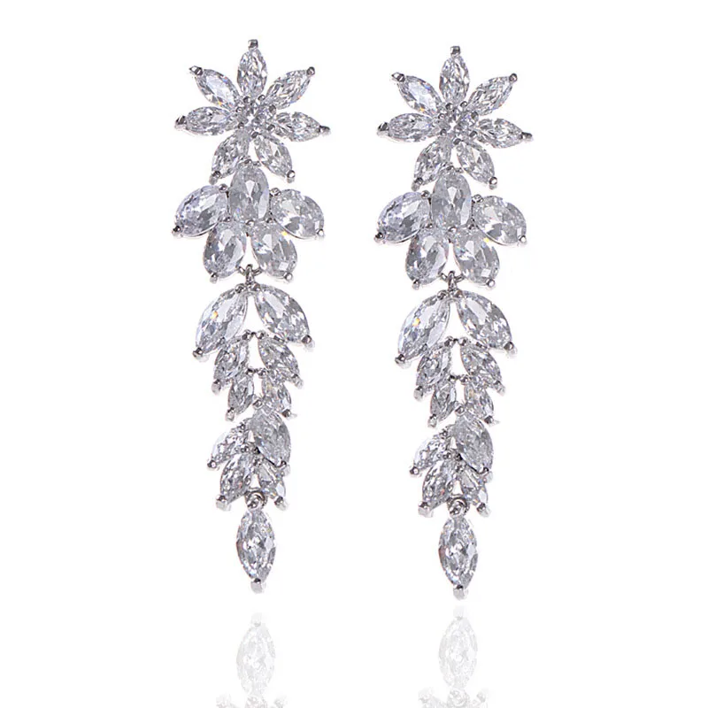 SLBRIDAL винтажные свадебные серьги с кубическим цирконием класса ААА люстры для