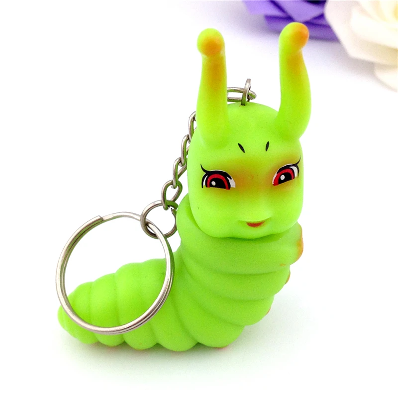 Бесплатная доставка брелок с зеленой гусеницей маленький подарок на Новый год 2017